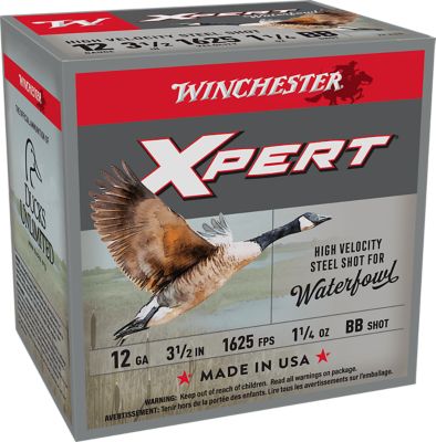 Winchester Ammo 12-Gauge Super X Xpert High Velocity Steel BB-Shot Shotgun Shells, 3.5 in., 1-1/4 oz., 25 Rounds