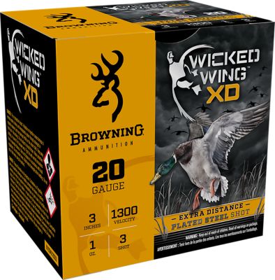 Browning Ammo 20-Gauge Wicked Wing XD 3-Shot Shotgun Shells, 3 in., 1 oz., 25 Rounds