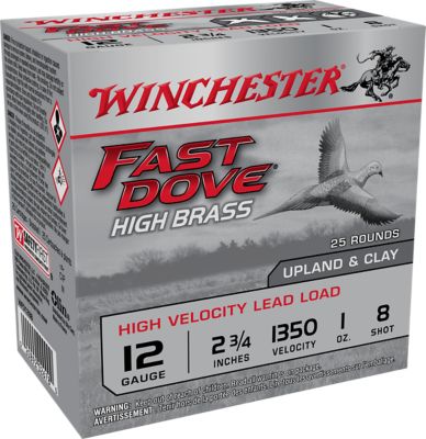 Winchester Ammo 12-Gauge Fast Dove and Clay High Brass 8-Shot Shotgun Shells, 2.75 in., 1 oz., 25 Rounds
