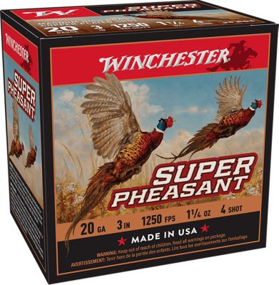 Winchester Ammo 20-Gauge Super Pheasant Magnum High Brass 4-Shot Shotgun Shells, 3 in., 1-1/4 oz., 25 Rounds