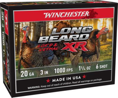 Winchester Ammo 20-Gauge Long Beard XR Shot-Lok 6-Shot Shotgun Shells, 3 in., 1-1/4 oz., 10 Rounds