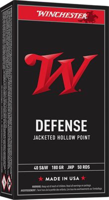 Winchester Ammo USA .40 S&W 180-Grain Jacketed Hollow Point Handgun Ammunition, 50 Rounds