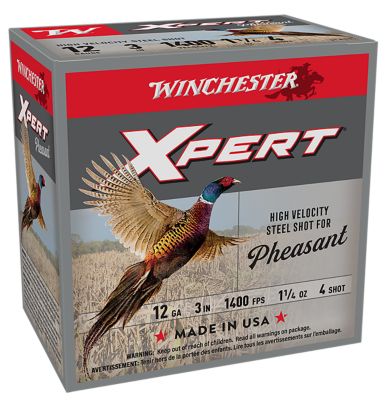 Winchester Ammo 12-Gauge Xpert Pheasant High Velocity Steel 4-Shot Shotgun Shells, 3 in., 1-1/4 oz., 25 Rounds