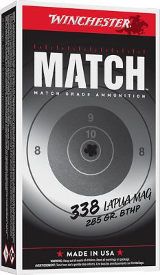 Winchester Ammo Match .338 Lapua Magnum 285-Grain Boat Tail Hollow Point Rifle Ammunition, 20 Rounds