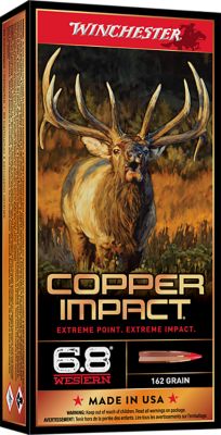Winchester Ammo Copper Impact 6.8 Western 162-Grain Copper Extreme Point Lead Free Rifle Ammunition, 20 Rounds