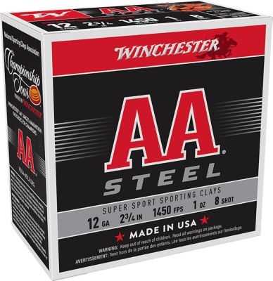 Winchester Ammo 12-Gauge AA Super Sport Sporting Clay 8-Shot Shotgun Shells, 2.75 in., 1 oz., 25 Rounds, AASCL12S8