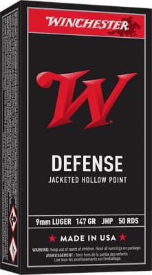 Winchester Ammo USA 9mm Luger 147-Grain Jacketed Hollow Point Handgun Ammunition, 50 Rounds