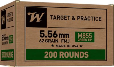 Winchester Ammo USA 5.56x45mm NATO 62-Grain Full Metal Jacket Lead Core Rifle Ammunition, 200 Rounds