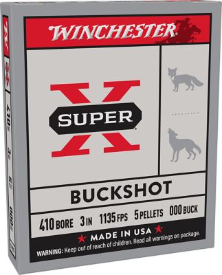 Winchester Ammo .410-Bore Super X 5-Pellet Buckshot Shotgun Shells, 000, 3 in., 5 Rounds