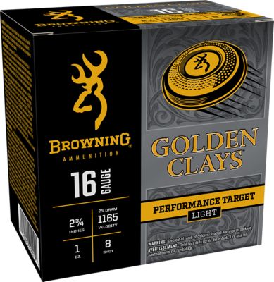 Browning Ammo 16-Gauge Golden Clays 8-Shot Shotgun Shells, 2.75 in., 1 oz., 25 Rounds