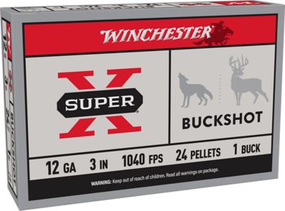 Winchester Ammo 12-Gauge Super X Buckshot Shotgun Shells, #1, 3 in., 5 Rounds