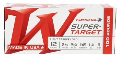 Winchester Ammo 12-Gauge Super Target Light Target 8-Shot Shotgun Shells, 2.75 in., 1-1/8 oz., 100 Rounds