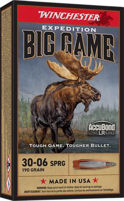 Winchester Ammo Expedition Big Game .30-06 Springfield 190-Grain Nosler AccuBond Long-Range Rifle Ammunition, 20 Rounds