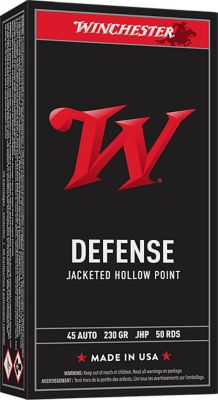 Winchester Ammo USA .45 ACP 230-Grain Jacketed Hollow Point Handgun Ammunition, 50 Rounds