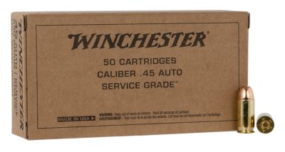 Winchester Ammo USA Service Grade .45 ACP 230-Grain Full Metal Jacket Handgun Ammunition, 50 Rounds