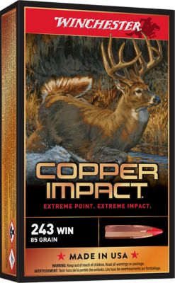 Winchester Ammo Copper Impact .243 Win 85-Grain Copper Extreme Point Lead Free Rifle Ammunition, 20 Rounds