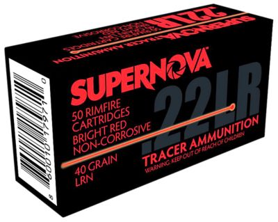 EAA Supernova Red Tracer Non-Corrosive .22 Long Rifle 40-Grain Lead Round Nose Rimfire Ammunition, 50 Rounds
