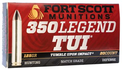 Fort Scott Munitions Tumble Upon Impact (TUI) .350 Legend 125-Grain Solid Copper Spun Rifle Ammunition, 20 Rounds