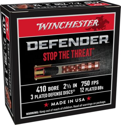 Winchester Ammo .410-Bore PDX1 Defender Shotgun Shells with 3 Defense Discs and 12 BBs, 2.5 in., 10 Rounds