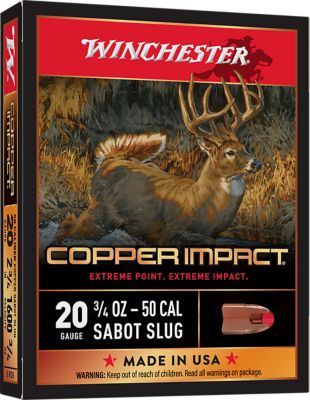 Winchester Ammo 20-Gauge Copper Impact Sabot Shotgun Slugs, 2.75 in., 3/4 oz., 5 Rounds