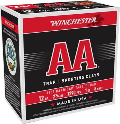 Winchester Ammo 12-Gauge AA Lite Handicap Target 8-Shot Shotgun Shells, 2.75 in., 1 oz., 25 Rounds