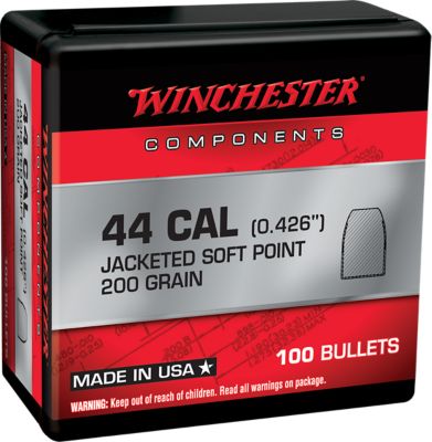 Winchester Ammo .44 Remington Magnum 200-Grain Soft Point Reloading Handgun Bullets, 100 Rounds