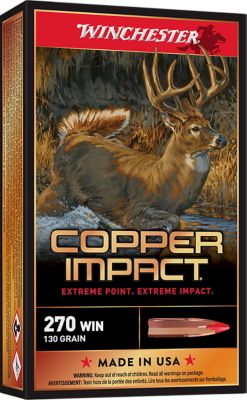 Winchester Ammo Copper Impact .270 Win 130-Grain Copper Extreme Point Lead Free Rifle Ammunition, 20 Rounds
