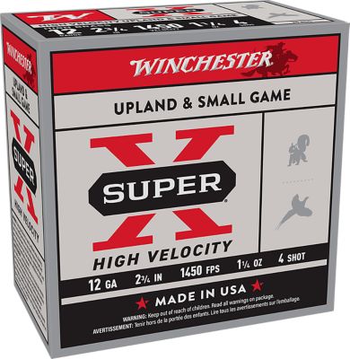 Winchester Ammo 12-Gauge Super X High Velocity 4-Shot Shotgun Shells, 2.75 in., 1-1/4 oz., 25 Rounds