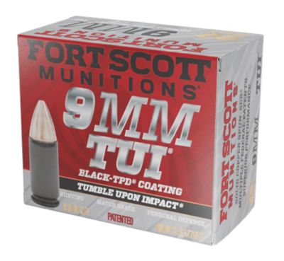 Fort Scott Munitions Tumble Upon Impact (TUI) 9mm Luger 115-Grain Solid Copper Spun Handgun Ammunition, TPD-9 Coated, 20 Rounds