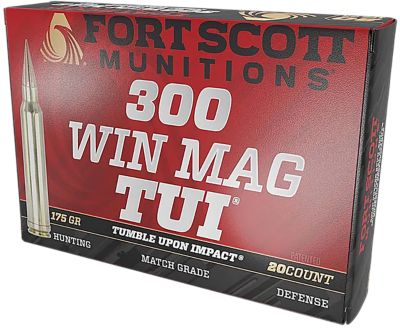 Fort Scott Munitions Tumble Upon Impact (TUI) .300 Win Magnum 175-Grain Solid Copper Spun Rifle Ammunition, 20 Rounds