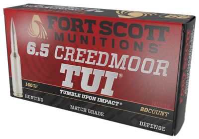 Fort Scott Munitions Tumble Upon Impact (TUI) 6.5 Creedmoor 140-Grain Solid Copper Spun Rifle Ammunition, 20 Rounds