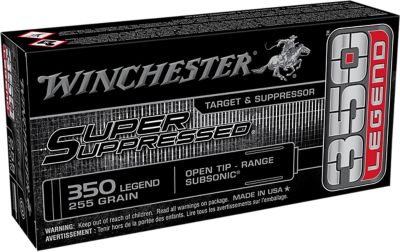 Winchester Ammo Super Suppressed .350 Legend 255-Grain Open Tip Range Rifle Ammunition, 20 Rounds