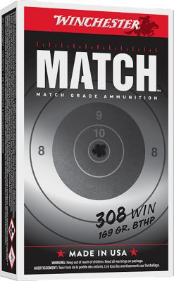 Winchester Ammo Match Elite Marksman .308 Win 169-Grain Sierra MatchKing BTHP Rifle Ammunition, 20 Rounds