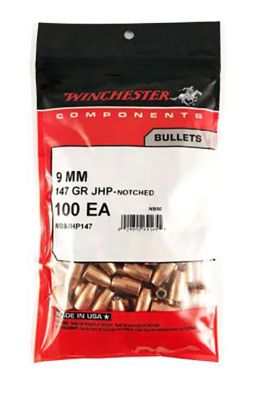 Winchester Ammo 9mm 147-Grain Jacketed Hollow Point Reloading Handgun Bullets, 500 Rounds