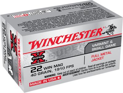 Winchester Ammo Super X .22 WMR 40-Grain Full Metal Jacket Rimfire Ammunition, 50-Rounds