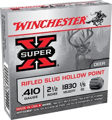 Winchester Ammo .410-Bore Super X Rifled Shotgun Slugs, 2.5 in., 1/5 oz., 15 Rounds