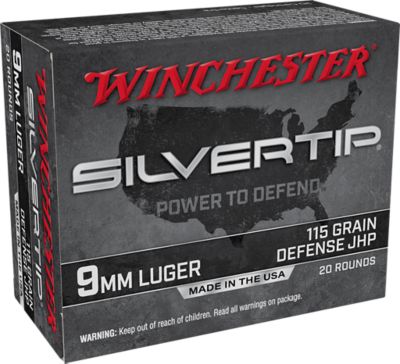Winchester Ammo Silvertip 9mm Luger 115-Grain Silvertip Jacket Hollow Point Handgun Ammunition, 20 Rounds