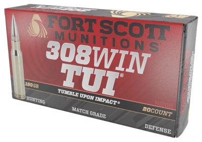 Fort Scott Munitions Tumble Upon Impact (TUI) .308 Win 150-Grain Solid Copper Spun Rifle Ammunition, 20 Rounds