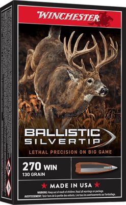Winchester Ammo Ballistic Silvertip .270 Win 130-Grain Rapid Controlled Expansion Polymer Tip Rifle Ammunition, 20 Rounds
