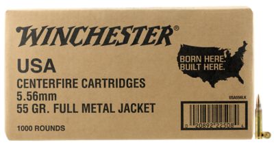 Winchester Ammo USA 5.56x45mm NATO 55-Grain Full Metal Jacket Rifle Ammunition, 1000 Rounds