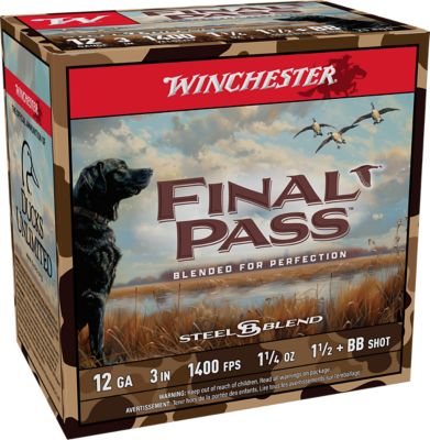 Winchester Ammo 12-Gauge Final Pass BB/1.5-Shot Shotgun Shells, 3 in., 1-1/4 oz., 25 Rounds