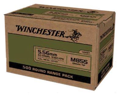 Winchester Ammo USA 5.56x45mm NATO 62-Grain Full Metal Jacket Lead Core Rifle Ammunition, 500 Rounds