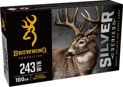 Browning Ammo Silver .243 Win 100-Grain Plated Soft Point Rifle Ammunition, 20 Rounds