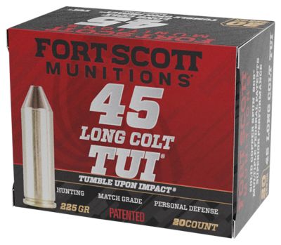 Fort Scott Munitions Tumble Upon Impact (TUI) .45 Long Colt 225-Grain Solid Copper Spun Handgun Ammunition, 20 Rounds