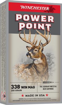 Winchester Ammo Power-Point .338 Win Magnum 200-Grain Rifle Ammunition, 20 Rounds