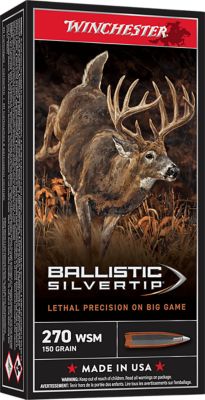 Winchester Ammo Ballistic Silvertip .270 Win Short Mag 150-Grain Rapid Expansion Polymer Tip Rifle Ammunition, 20 Rounds