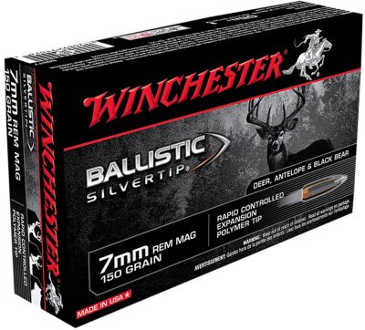 Winchester Ammo Ballistic Silvertip 7mm Remington Mag 150-Grain Rapid Expansion Polymer Tip Rifle Ammunition, 20 Rounds