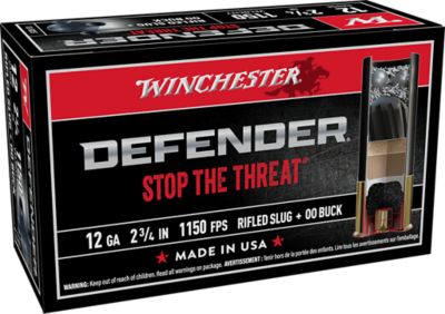 Winchester Ammo 12-Gauge PDX1 Defender 3-Pellet and Rifled Slug Shotgun Shells, 00, 2.75 in., 1 oz., 10 Rounds