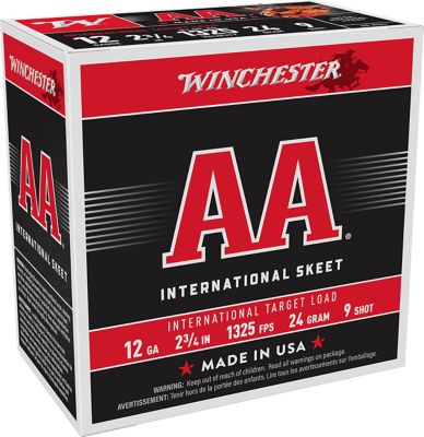 Winchester Ammo 12-Gauge AA International Target 9-Shot Shotgun Shells, 2.75 in., 24g, 25 Rounds
