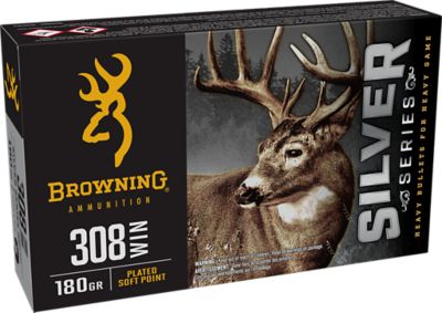 Browning Ammo Silver .308 Win 180-Grain Plated Soft Point Rifle Ammunition, 20 Rounds